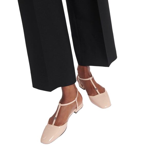 Gucci Double GG T Strap Patent Leather Ballet Flat Skin Rose Size 39.5 - Picture 1 of 15